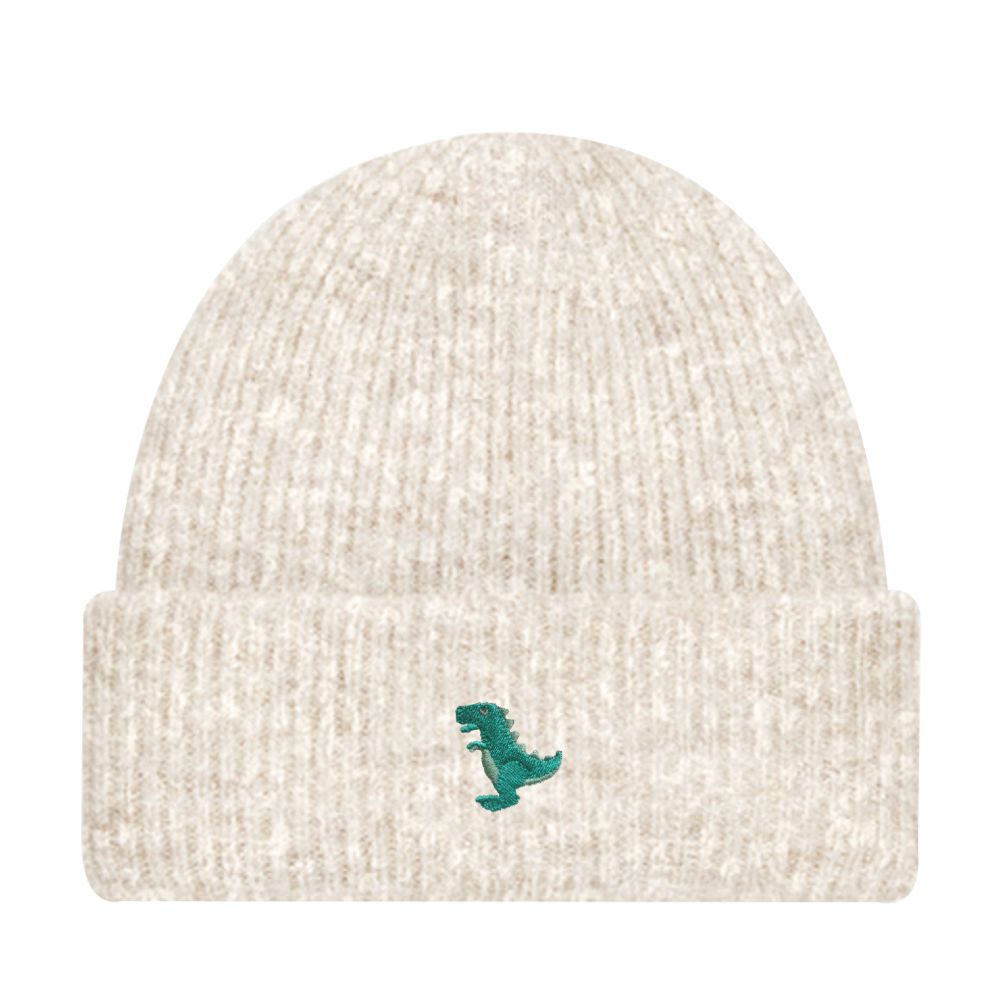 T-Rex Beanie Extraweich in Beige Meliert von Heytoki