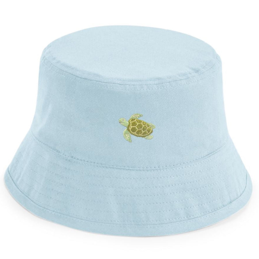 Kids Fischerhut Schildkröte aus Bio-Baumwolle in Pastellblau von Heytoki