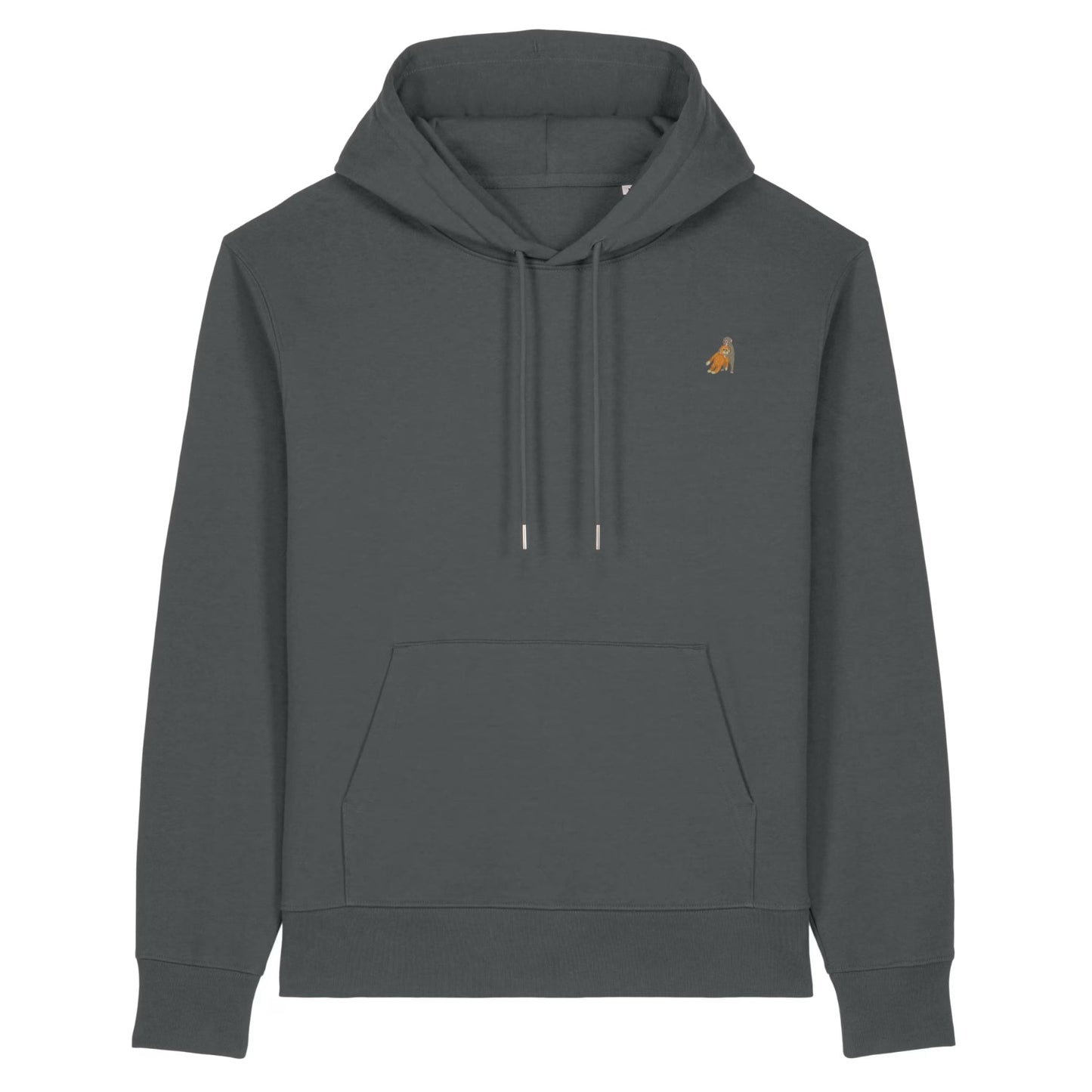 Heytoki Affen Herren Hoodie Bio-Baumwolle Anthrazit Spirit Animal Punch Stickerei