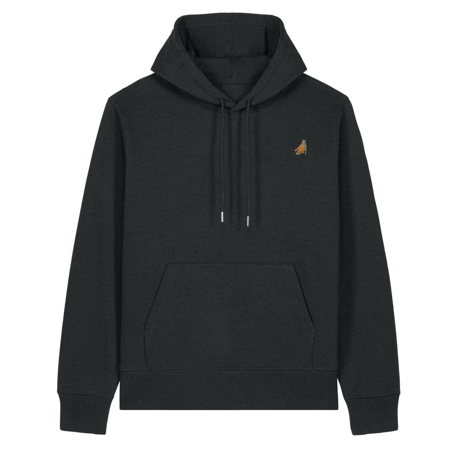 Heytoki Affen Herren Hoodie Bio-Baumwolle Schwarz Spirit Animal Punch Stickerei