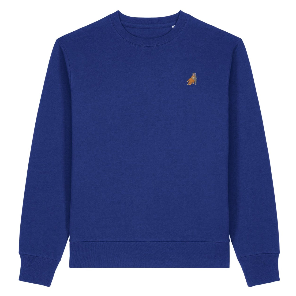 Heytoki Affen Herren Sweater Bio-Baumwolle Ozeanblau Spirit Animal Punch Stickerei