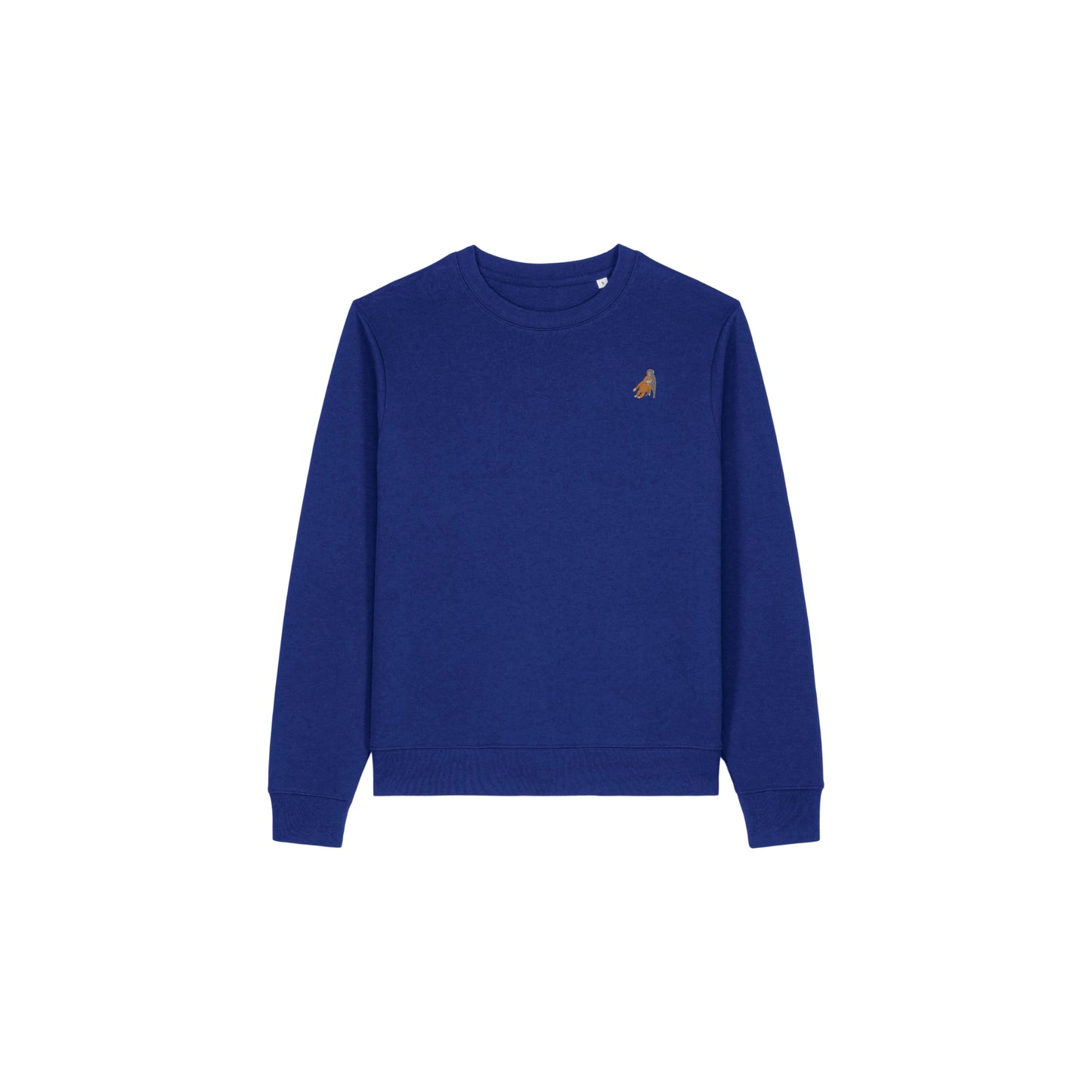 Heytoki Affen Damen Sweater Bio-Baumwolle Ozeanblau Spirit Animal Punch Stickerei