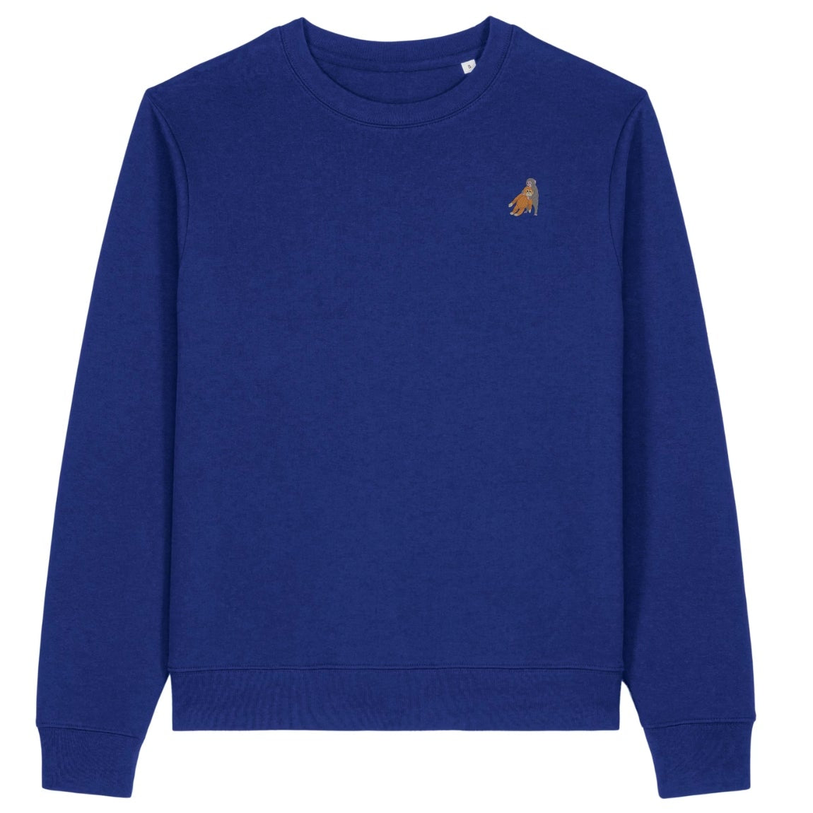 Heytoki Affen Damen Sweater Bio-Baumwolle Ozeanblau Spirit Animal Punch Stickerei