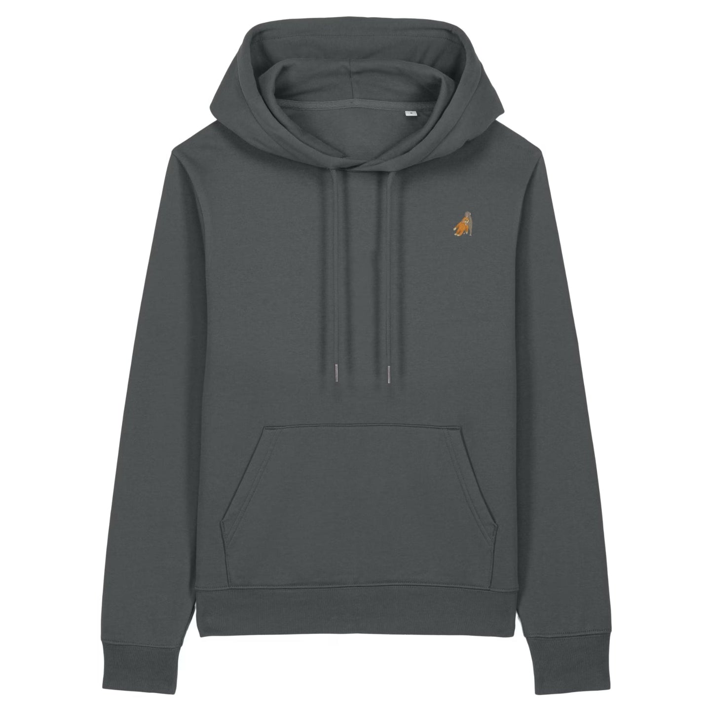 Heytoki Affen Damen Hoodie Bio-Baumwolle Anthrazit Spirit Animal Punch Stickerei