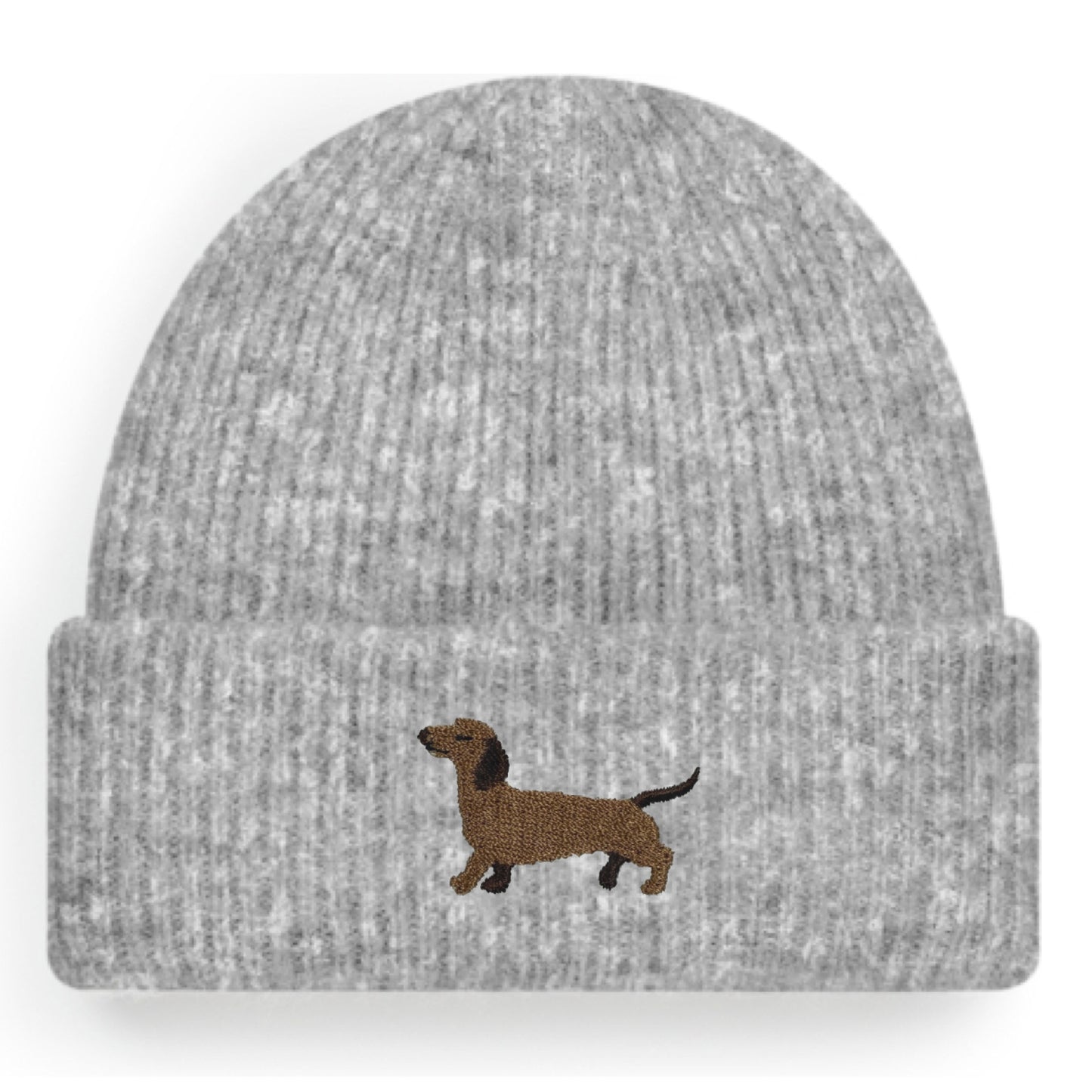 Dackel Beanie Extraweich in Grau Meliert von Heytoki