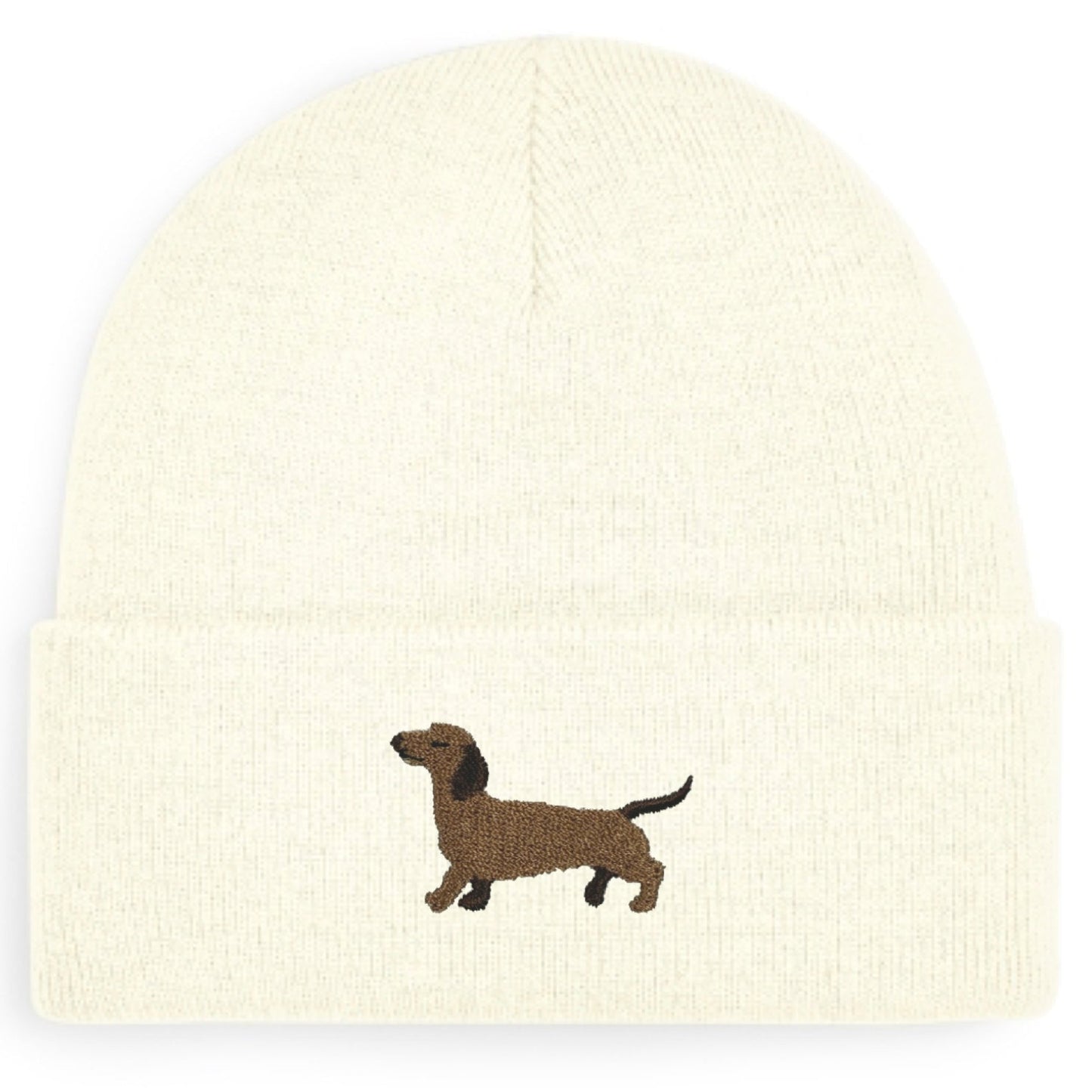 Dackel Beanie in Cremeweiß von Heytoki