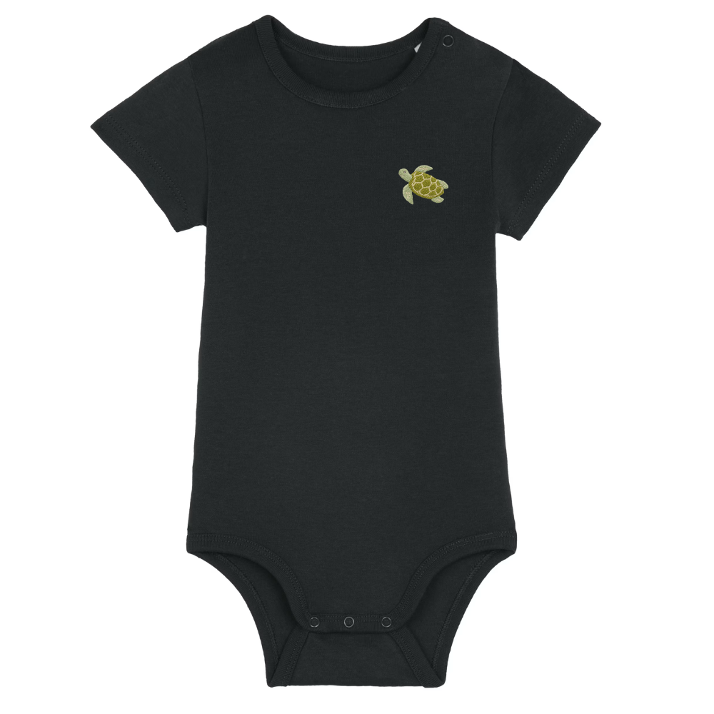 Heytoki Baby-Body aus Bio-Baumwolle in Schwarz mit gesticktem Pferdemotiv