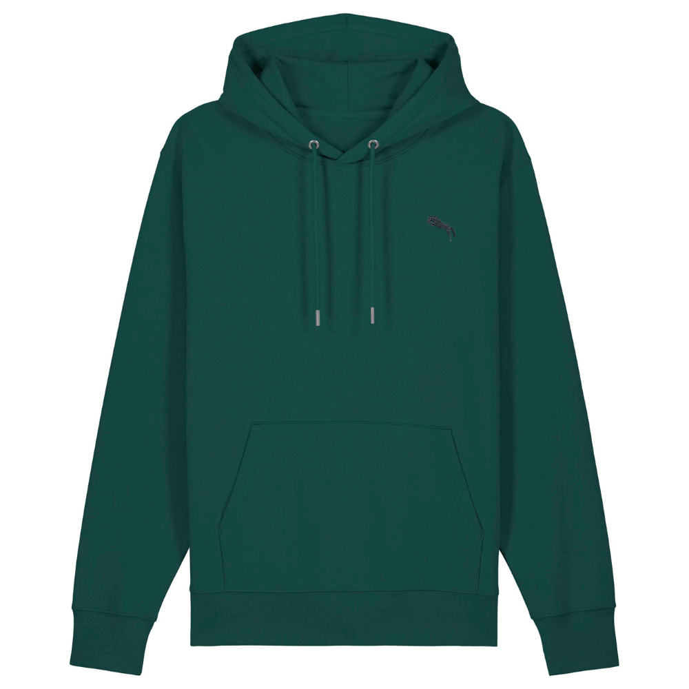 Heytoki Unisex-/Herren-Hoodie aus Bio- und recycelter Baumwolle in Glazed Green mit gesticktem Pferdemotiv