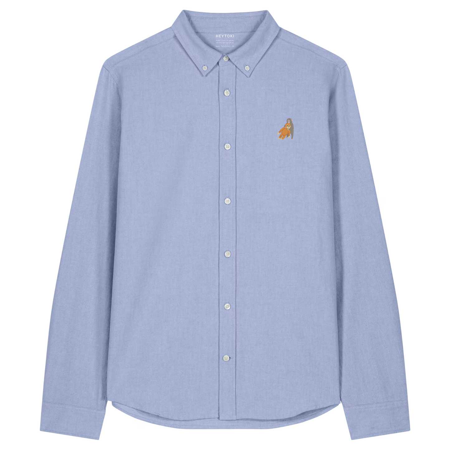 Heytoki Herren-Oxfordhemd in Blue Oxford mit gesticktem Affenmotiv