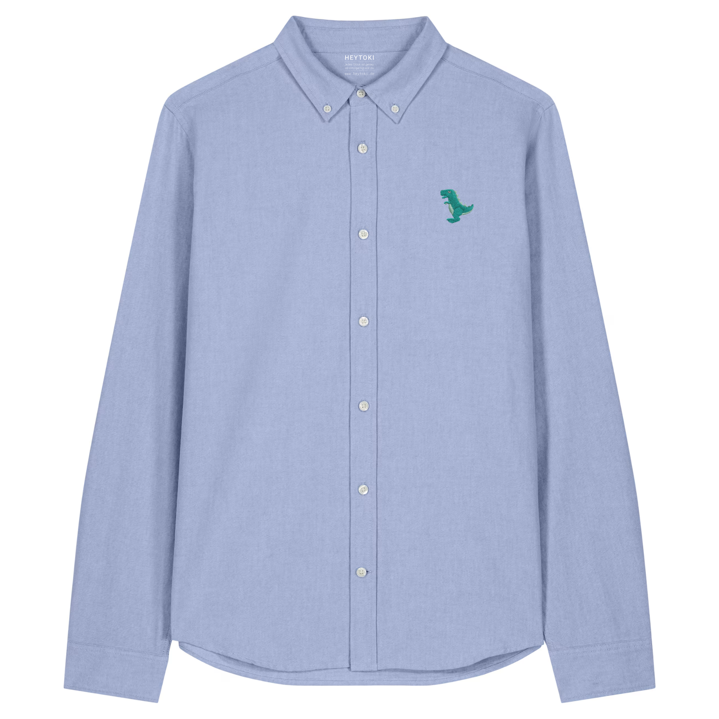 Heytoki Herren-Oxfordhemd in Blue Oxford mit gesticktem Dinomotiv