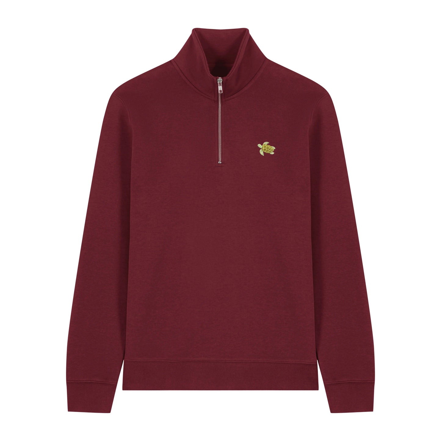 Schildkröte Quarter Zip Hoodie aus Bio-Baumwolle in Dunkelrot von Heytoki