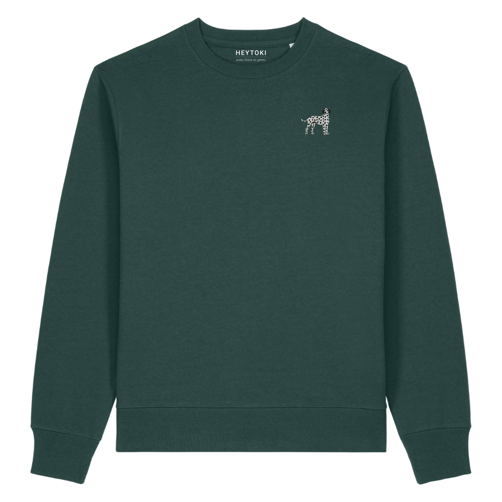 Heytoki Herren-Sweater in Glazed Green (Dunkelgrün) mit gesticktem Dalmatinermotiv