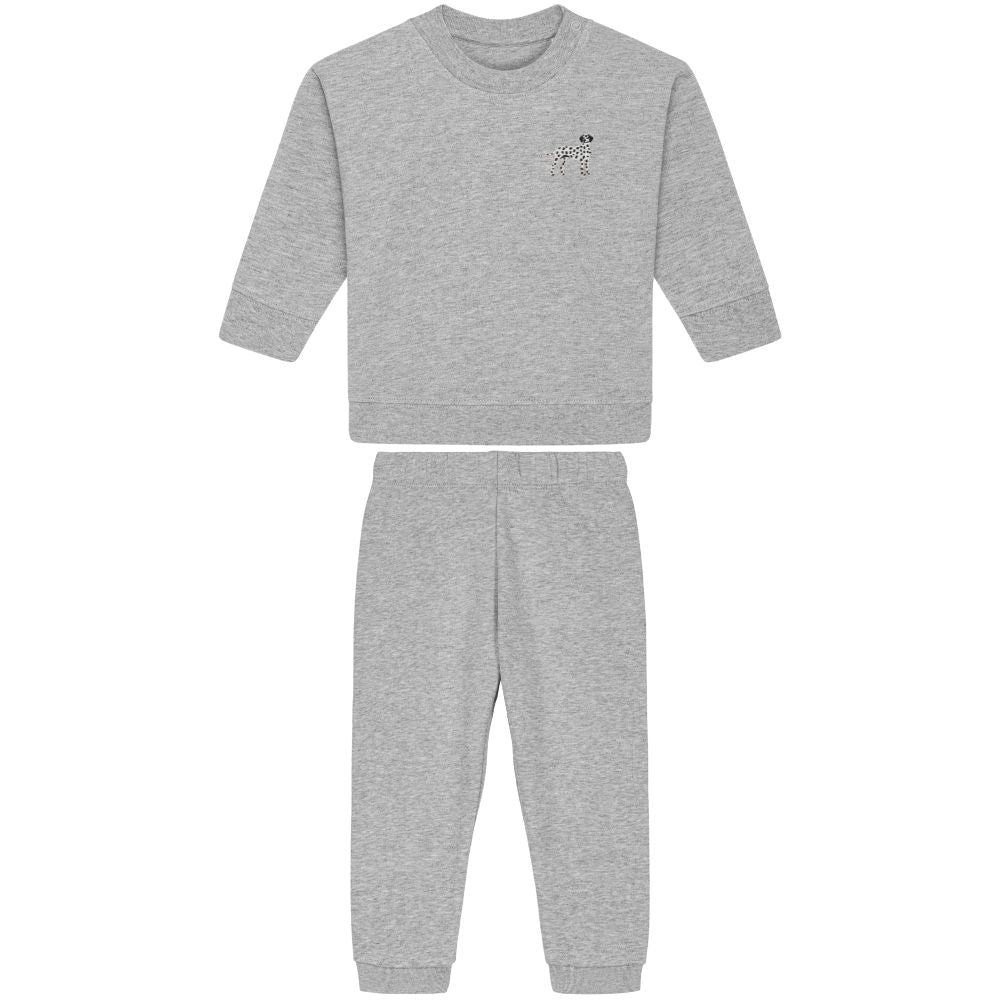 Dalmatiner Baby Jogginganzug in Hellgrau aus Bio Baumwolle mit gesticktem Dalmatiner Motiv