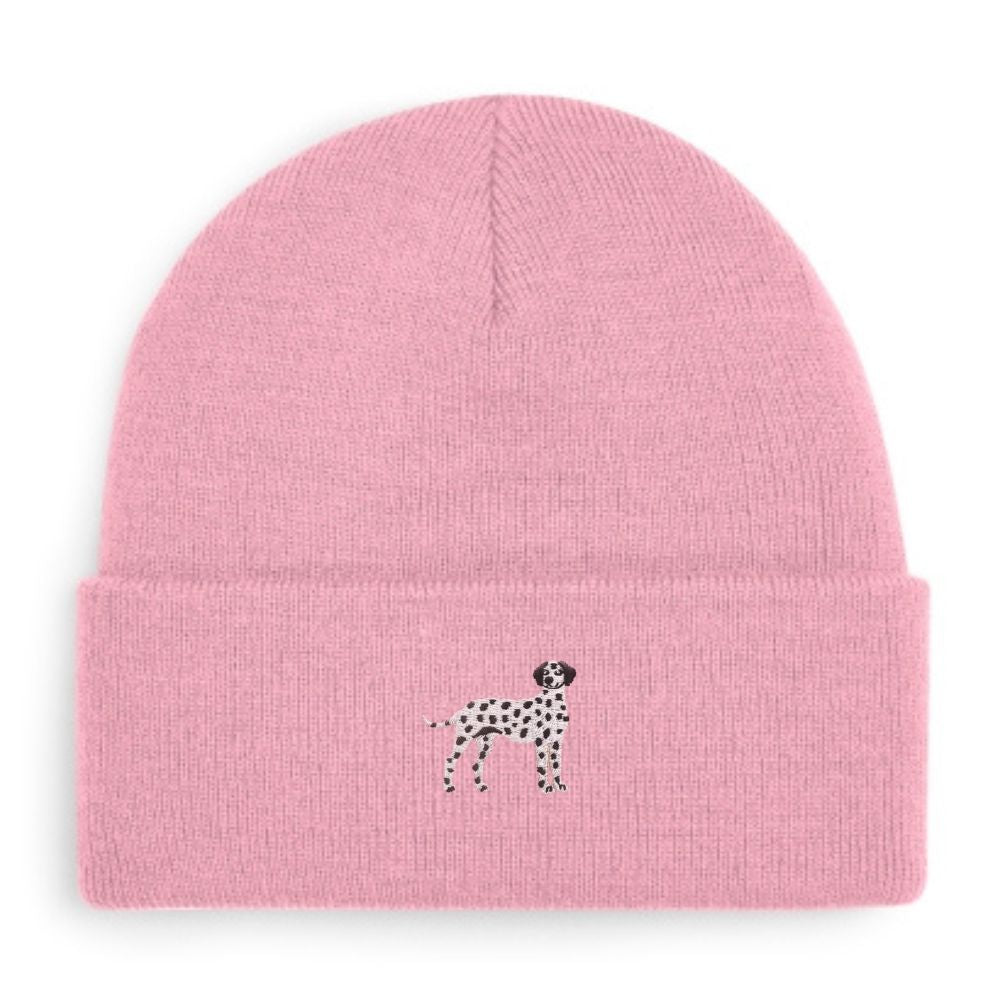 Dalmatiner Beanie in Altrosa mit schwarzem Dalmatiner-Stickmotiv