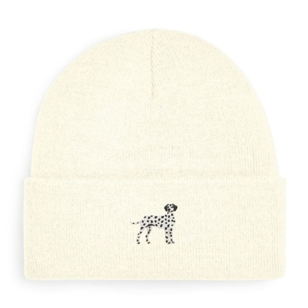 Dalmatiner Beanie in Elfenbein mit schwarzem Dalmatiner-Stickmotiv