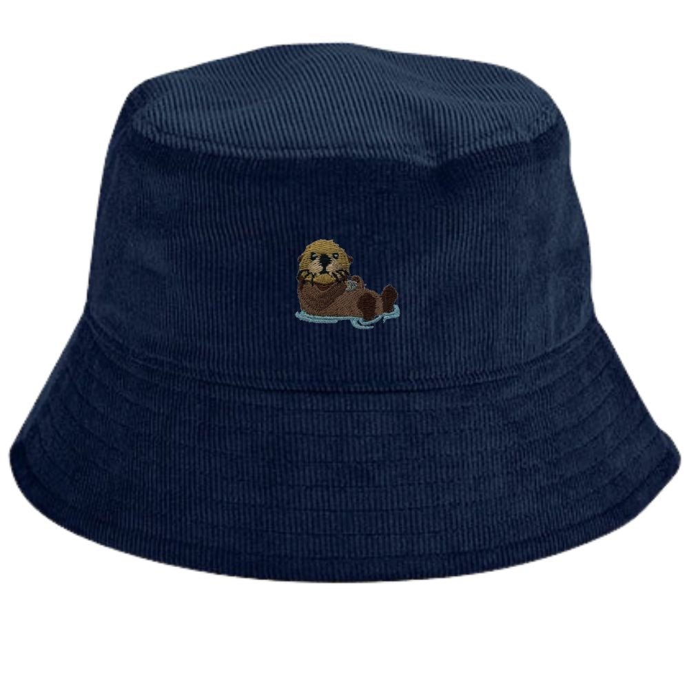 Fischerhut Cord dunkelblau mit Otter Stick