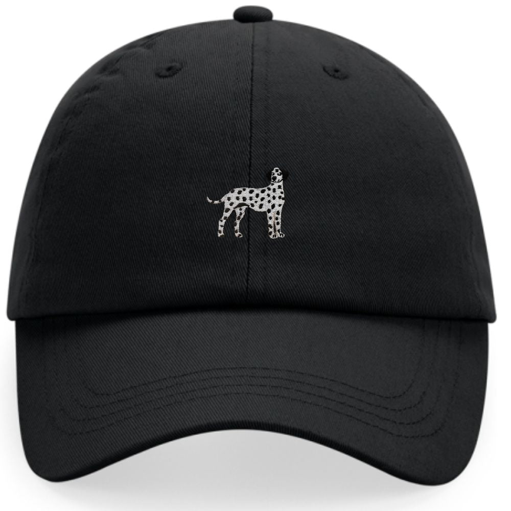 Dalmatiner Cap in Schwarz aus Bio Baumwolle mit gesticktem Dalmatiner Motiv