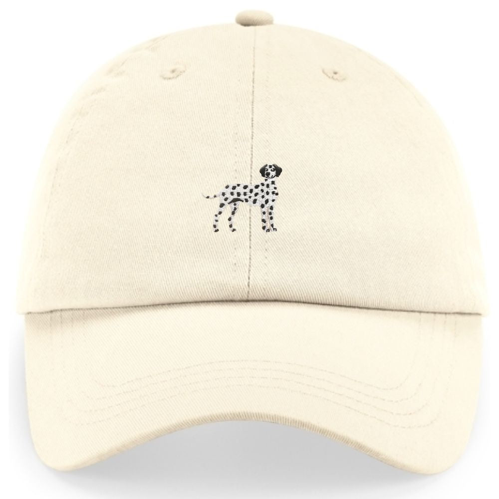 Dalmatiner Cap in Naturfarbe aus Bio Baumwolle mit gesticktem Dalmatiner Motiv