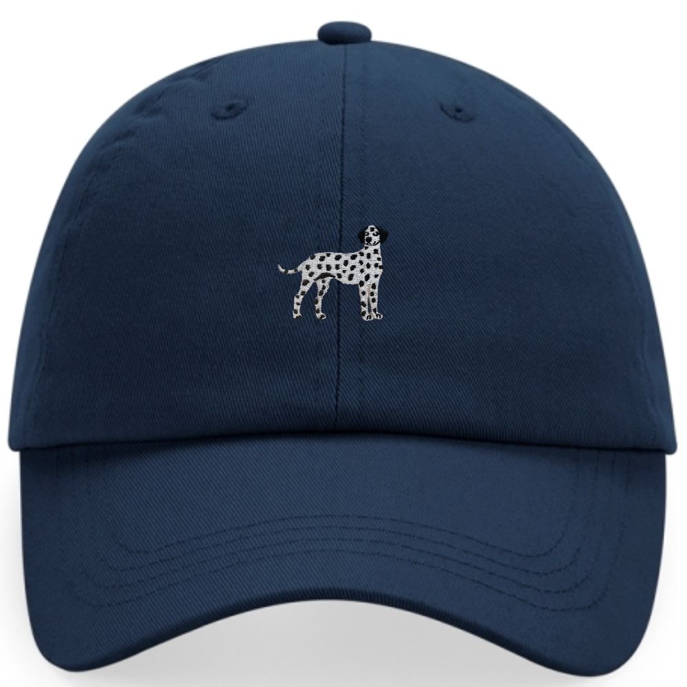 Dalmatiner Cap in Dunkelblau aus Bio Baumwolle mit gesticktem Dalmatiner Motiv