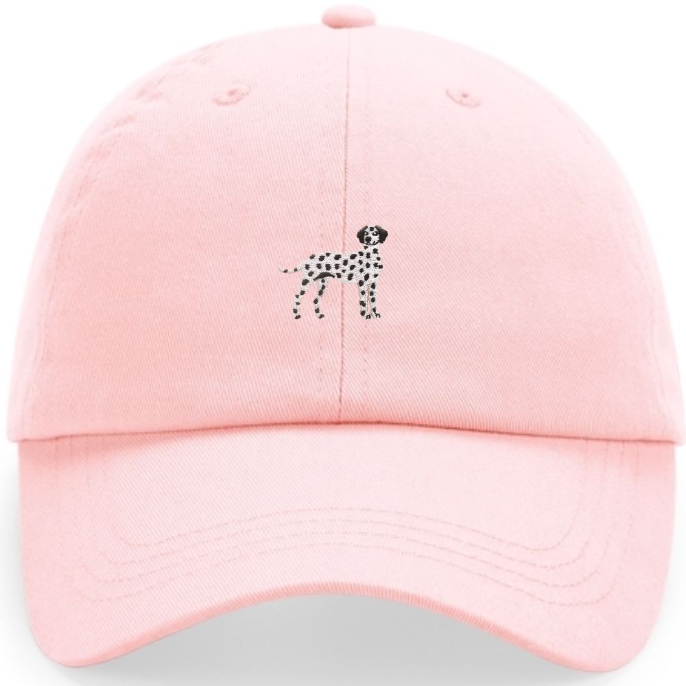 Dalmatiner Cap in Rosa aus Bio Baumwolle mit gesticktem Dalmatiner Motiv