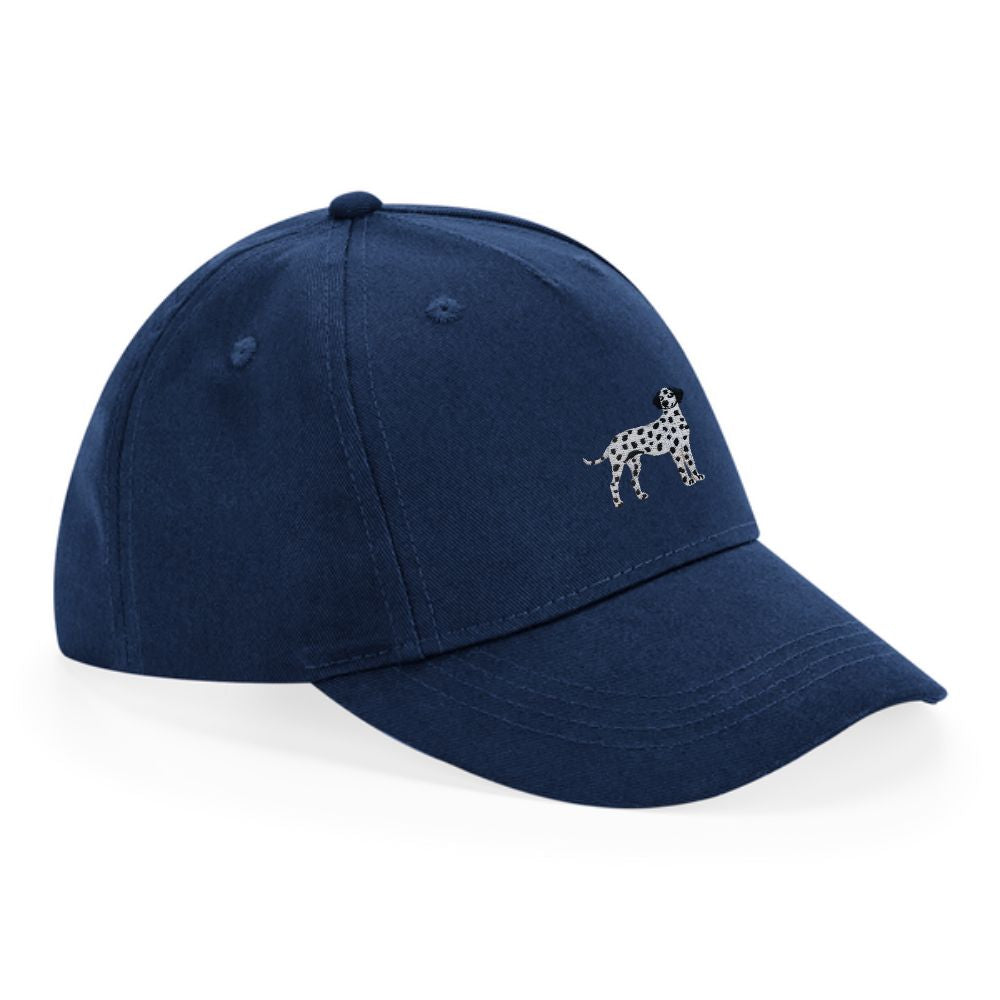 Dalmatiner Kinder Cap in Dunkelblau aus Bio Baumwolle mit gesticktem Dalmatiner Motiv