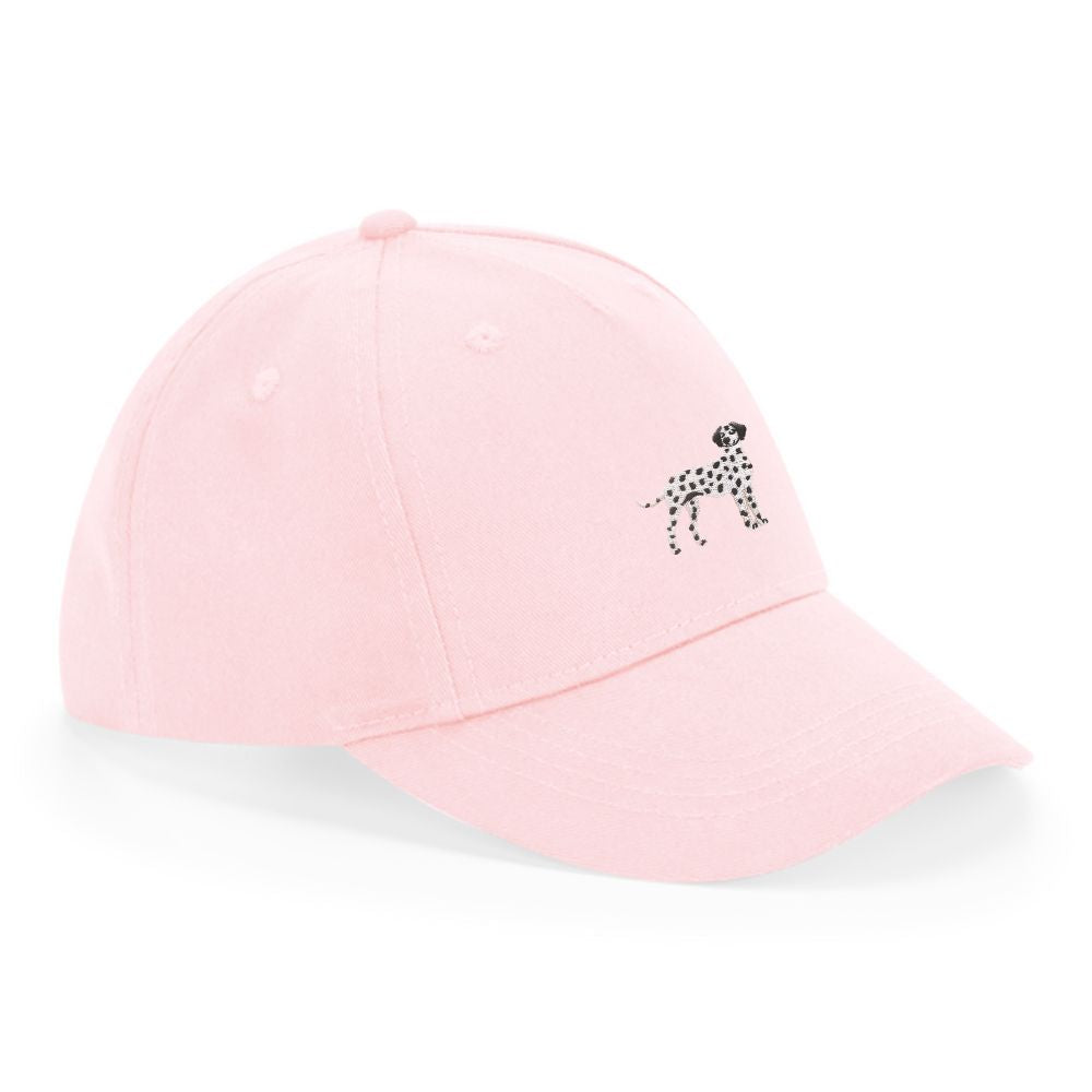 Dalmatiner Kinder Cap in Puderrosa aus Bio Baumwolle mit gesticktem Dalmatiner Motiv