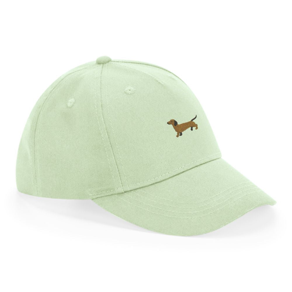 Kinder Cap mit Dackel Stick in hellgrün