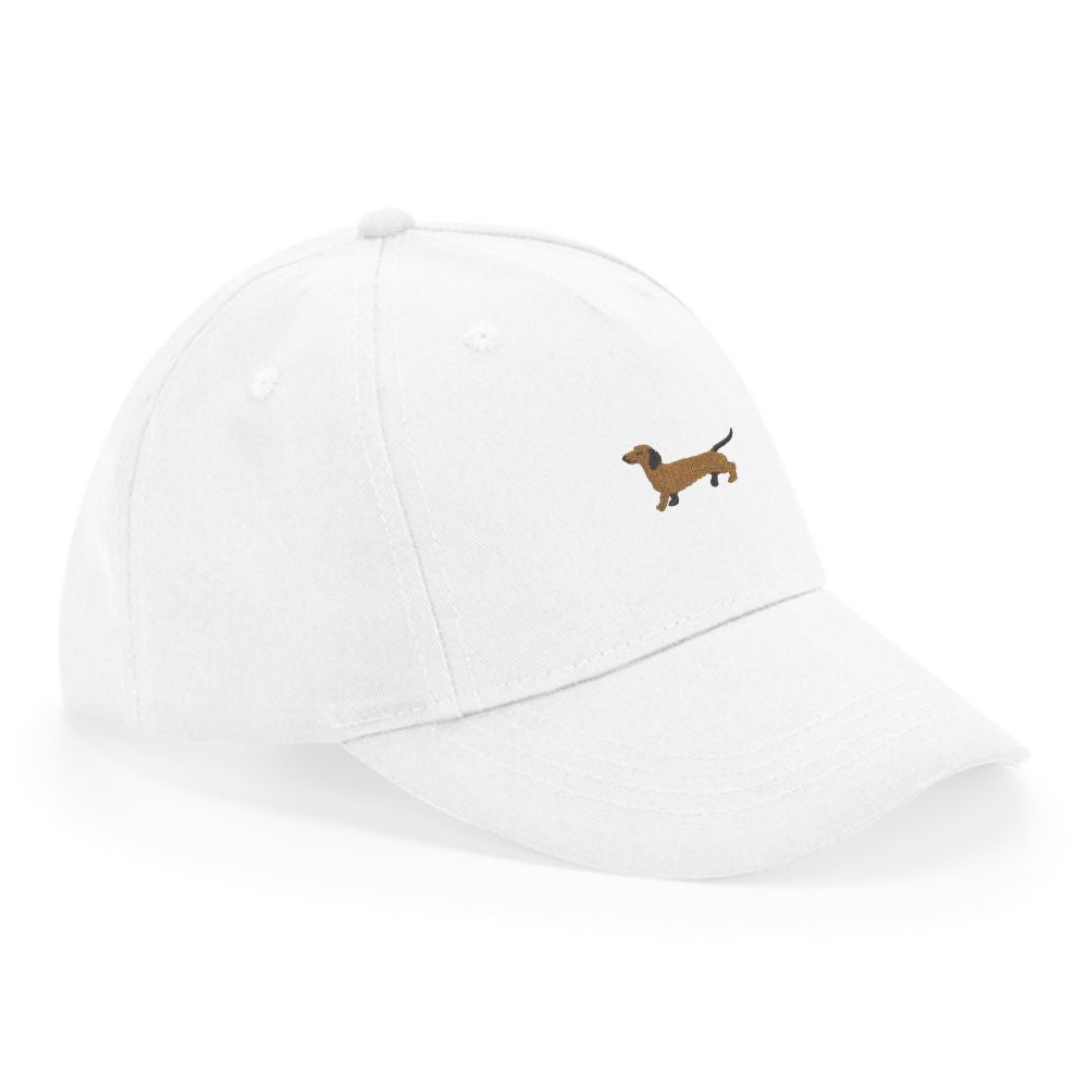 Kinder Cap mit Dackel Stick in weiss