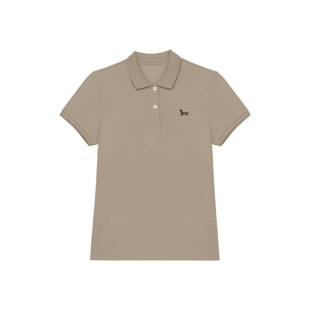Poloshirt Dackel Stick beige Damen