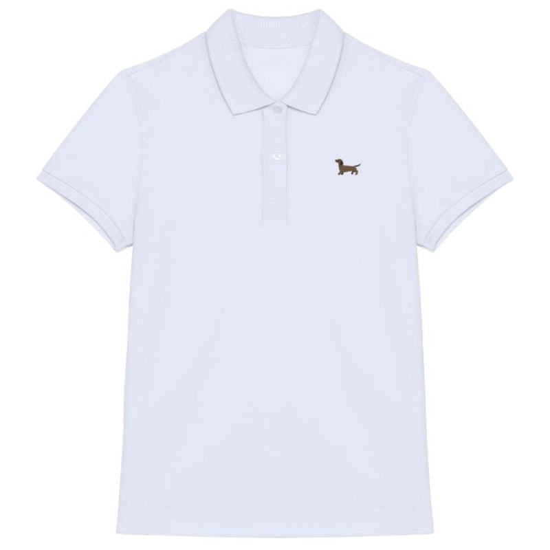 Dackel Polo-Shirt aus Bio-Baumwolle Damen in Weiß von Heytoki