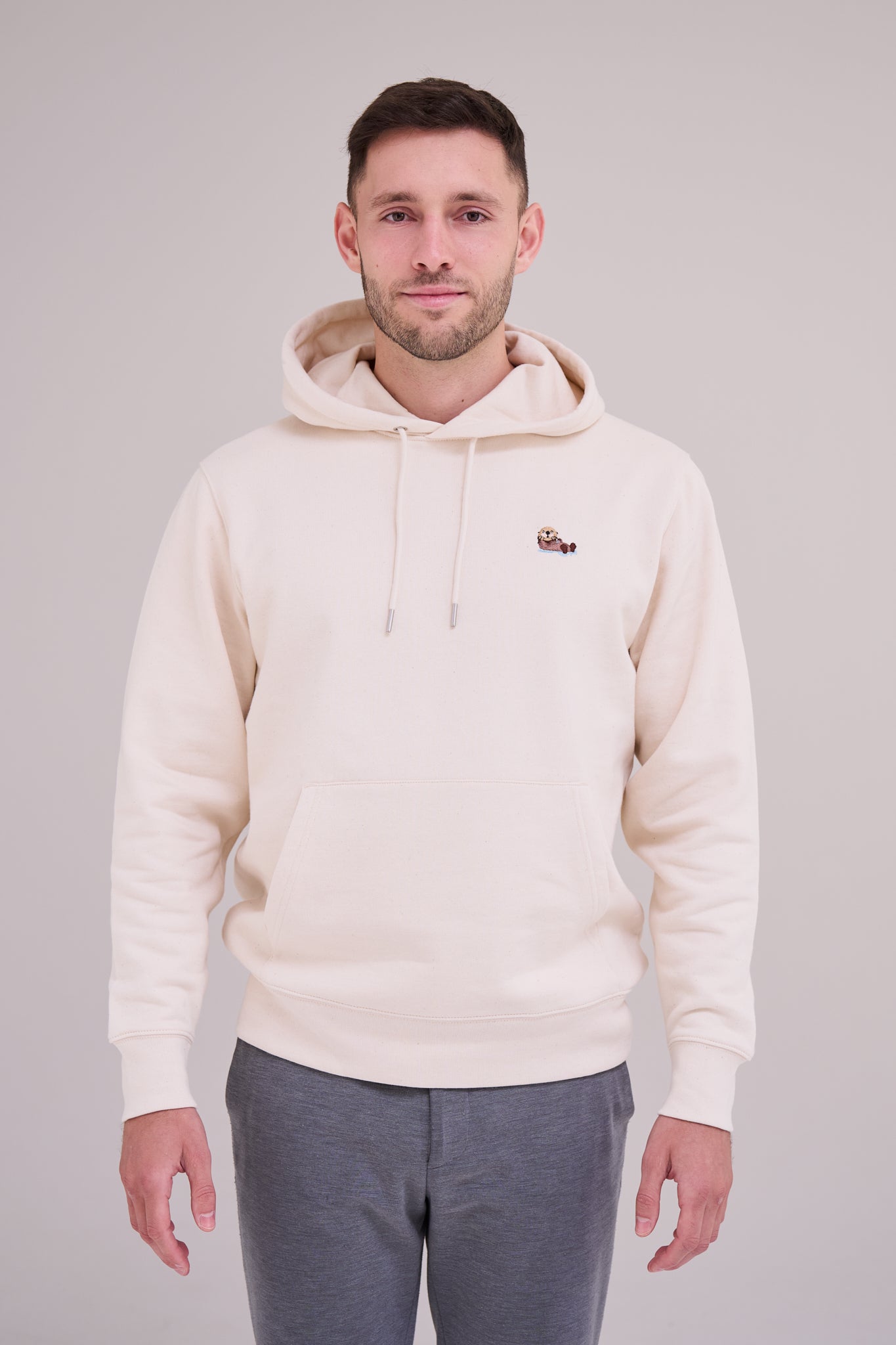 Nachhaltiger Otter Pullover unisex, für Herren, für Damen, aus Bio-Baumwolle in natural raw weiß sehr schön