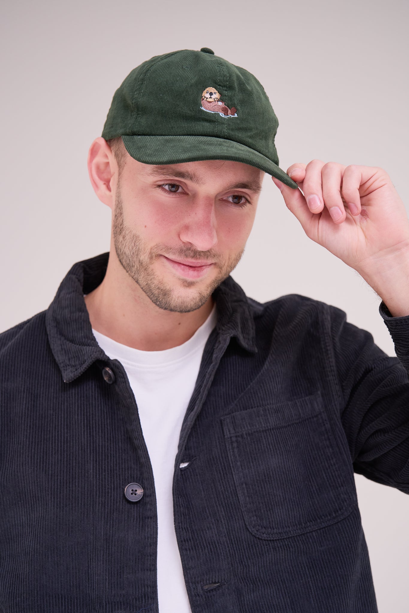 Grüne Otter Cap, Otter merch aus Cord exklusiv