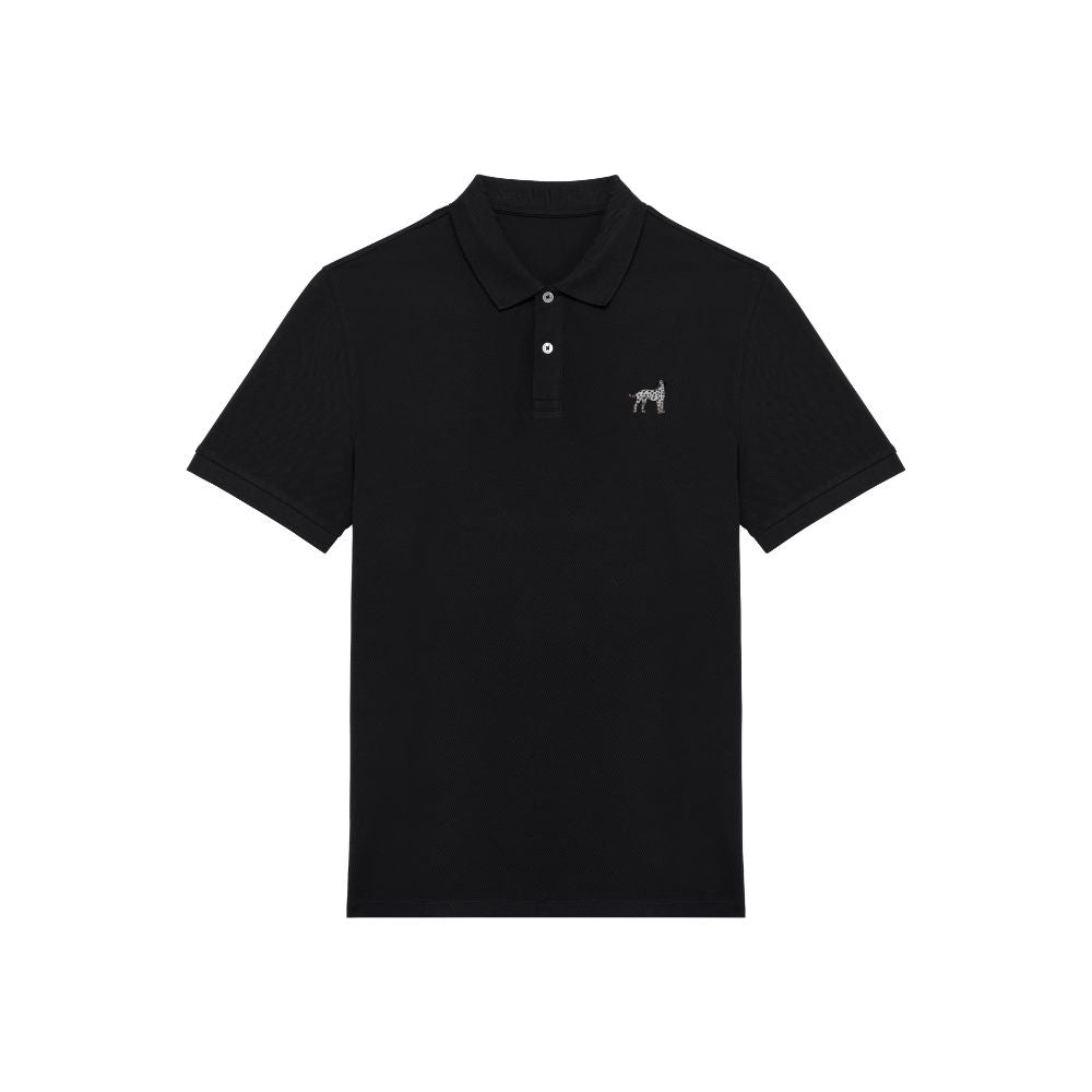 Dalmatiner Herren Poloshirt in Schwarz aus Bio Baumwolle mit gesticktem Dalmatiner Motiv