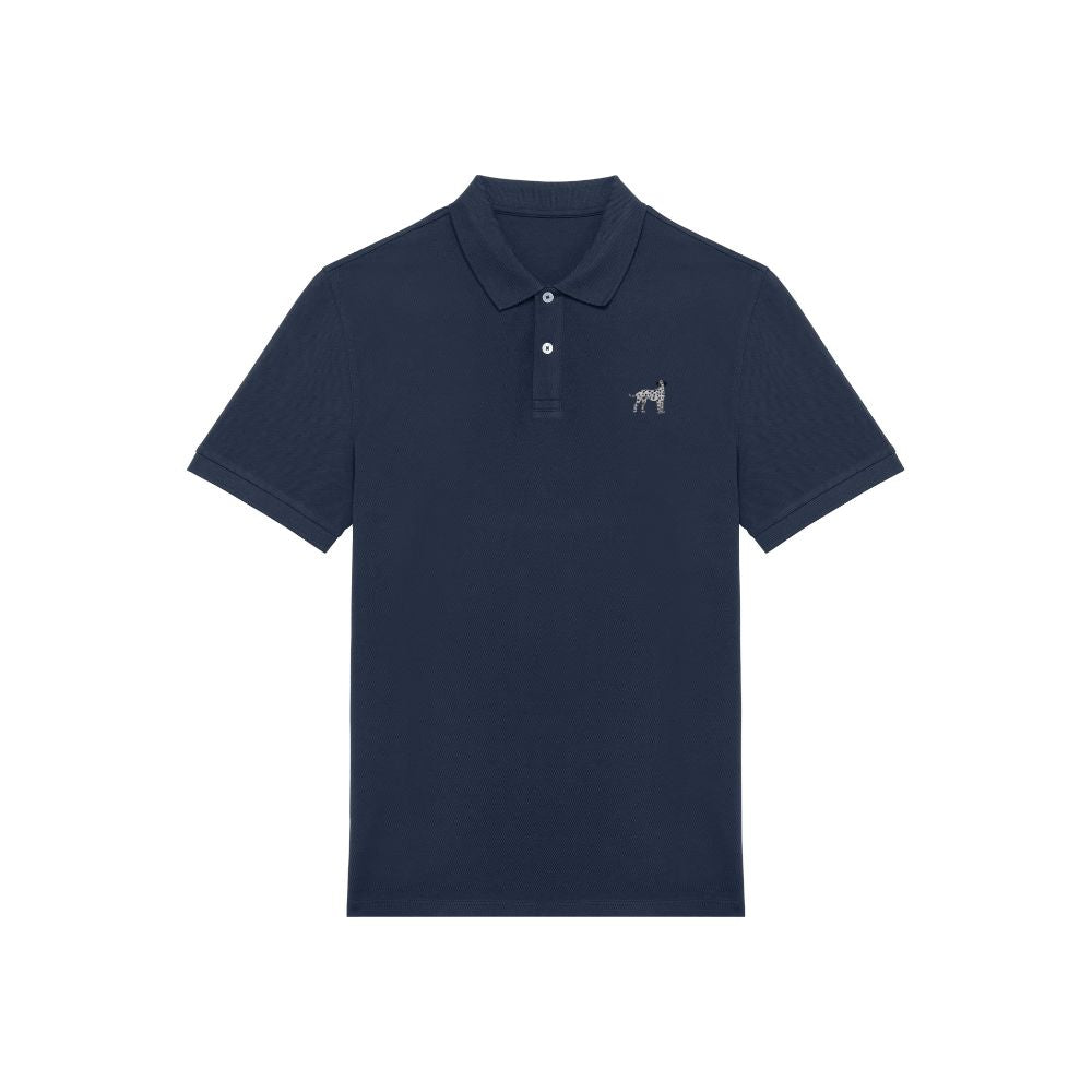 Dalmatiner Herren Poloshirt in Dunkelblau aus Bio Baumwolle mit gesticktem Dalmatiner Motiv