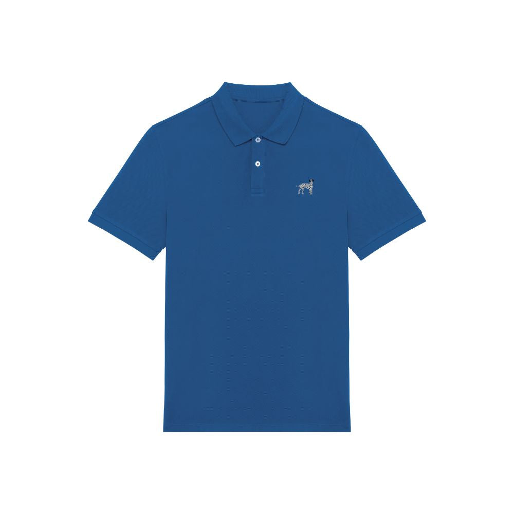 Dalmatiner Herren Poloshirt in Meeresblau aus Bio Baumwolle mit gesticktem Dalmatiner Motiv