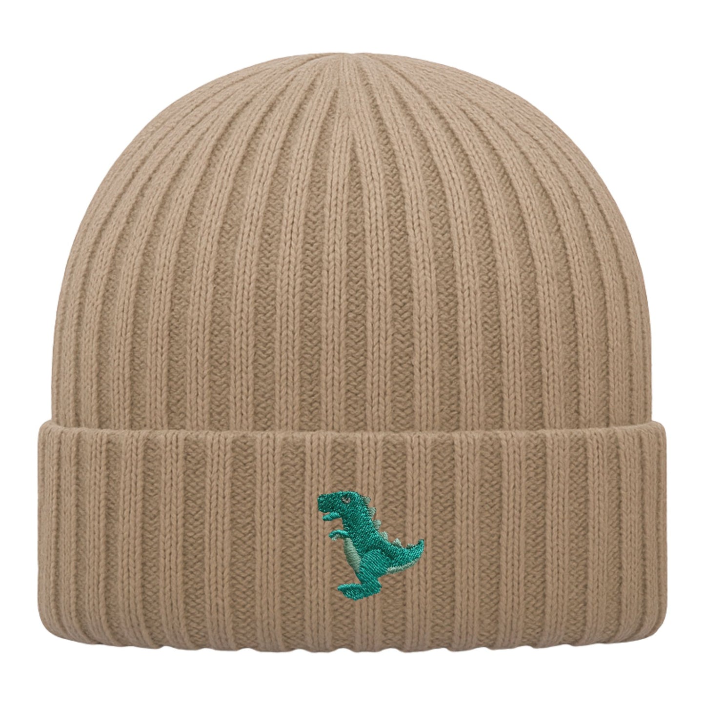 Kids T-Rex Beanie aus Bio-Baumwolle in Biskuit von Heytoki