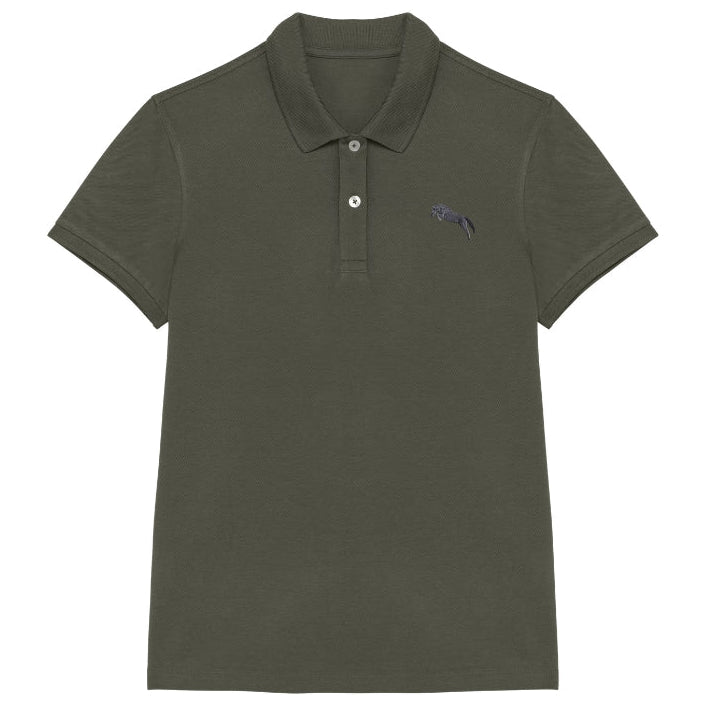 Pferde Polo-Shirt Damen Olivgrün
