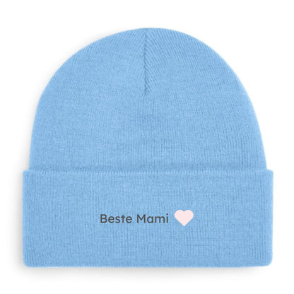 Beste Mami Beanie in Himmelblau von Heytoki