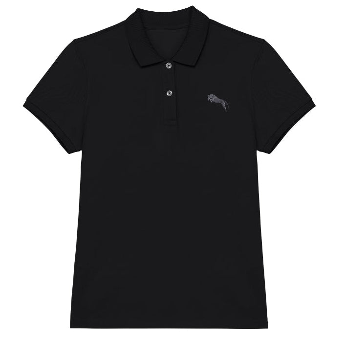 Pferde Polo-Shirt Damen Schwarz