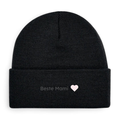 Beste Mami Beanie in Schwarz von Heytoki