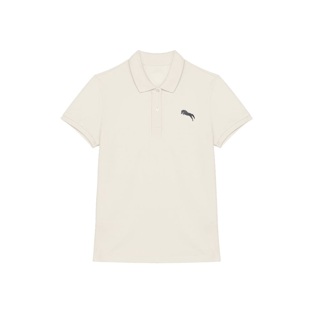 Pferde Polo-Shirt aus Bio-Baumwolle Damen in Elfenbein von Heytoki