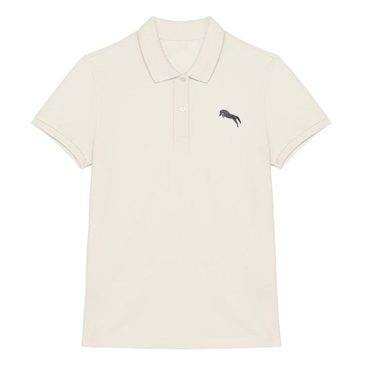 Pferde Polo-Shirt Damen Elfenbein