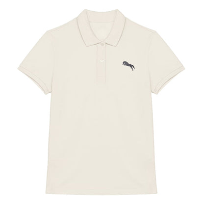 Pferde Polo-Shirt Damen Elfenbein