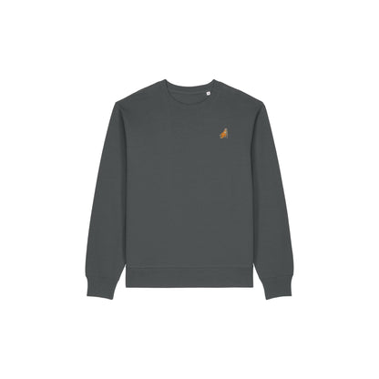 Heytoki Affen Herren Sweater Bio-Baumwolle Anthrazit Spirit Animal Punch Stickerei