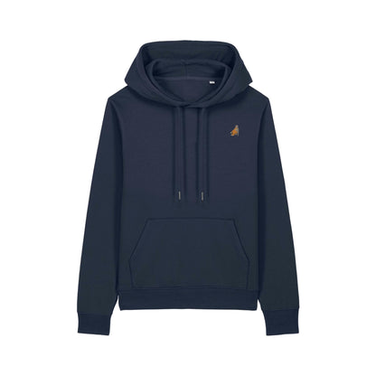 Heytoki Affen Damen Hoodie Bio-Baumwolle Dunkelblau Spirit Animal Punch Stickerei
