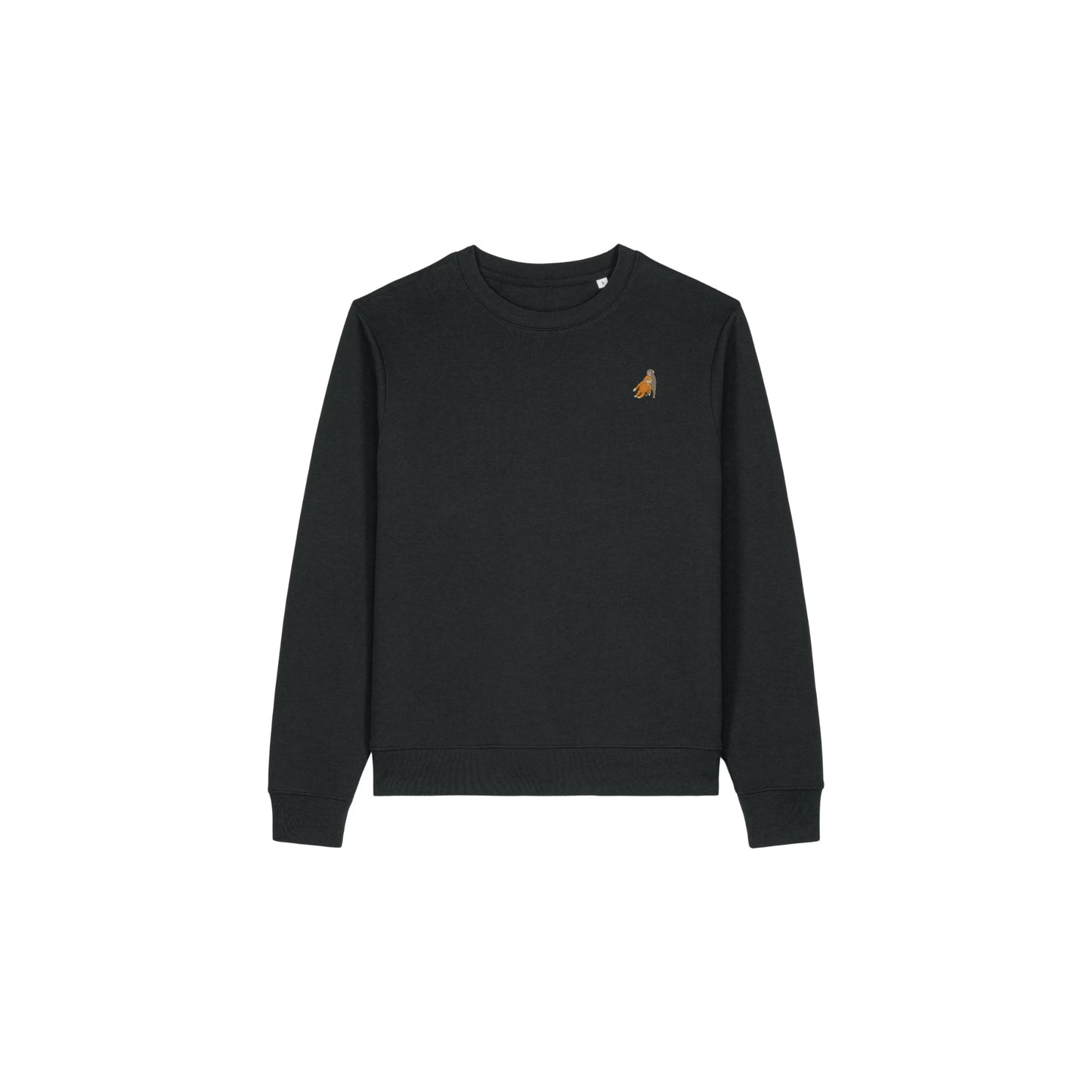 Heytoki Affen Damen Sweater Bio-Baumwolle Schwarz Spirit Animal Punch Stickerei