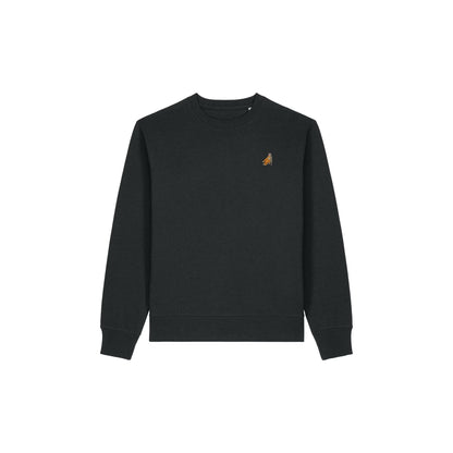 Heytoki Affen Herren Sweater Bio-Baumwolle Schwarz Spirit Animal Punch Stickerei