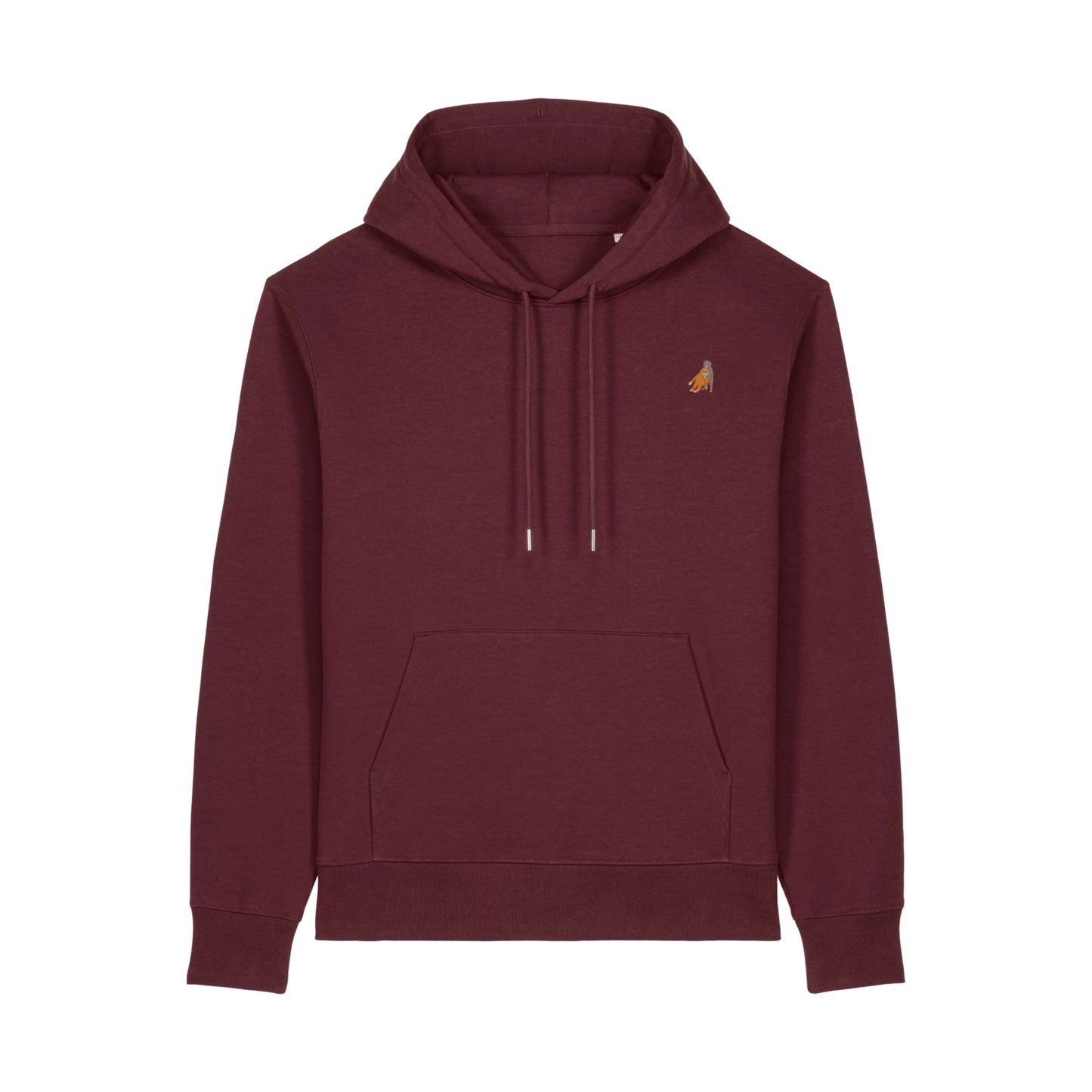 Heytoki Affen Herren Hoodie Bio-Baumwolle Burgund Spirit Animal Punch Stickerei