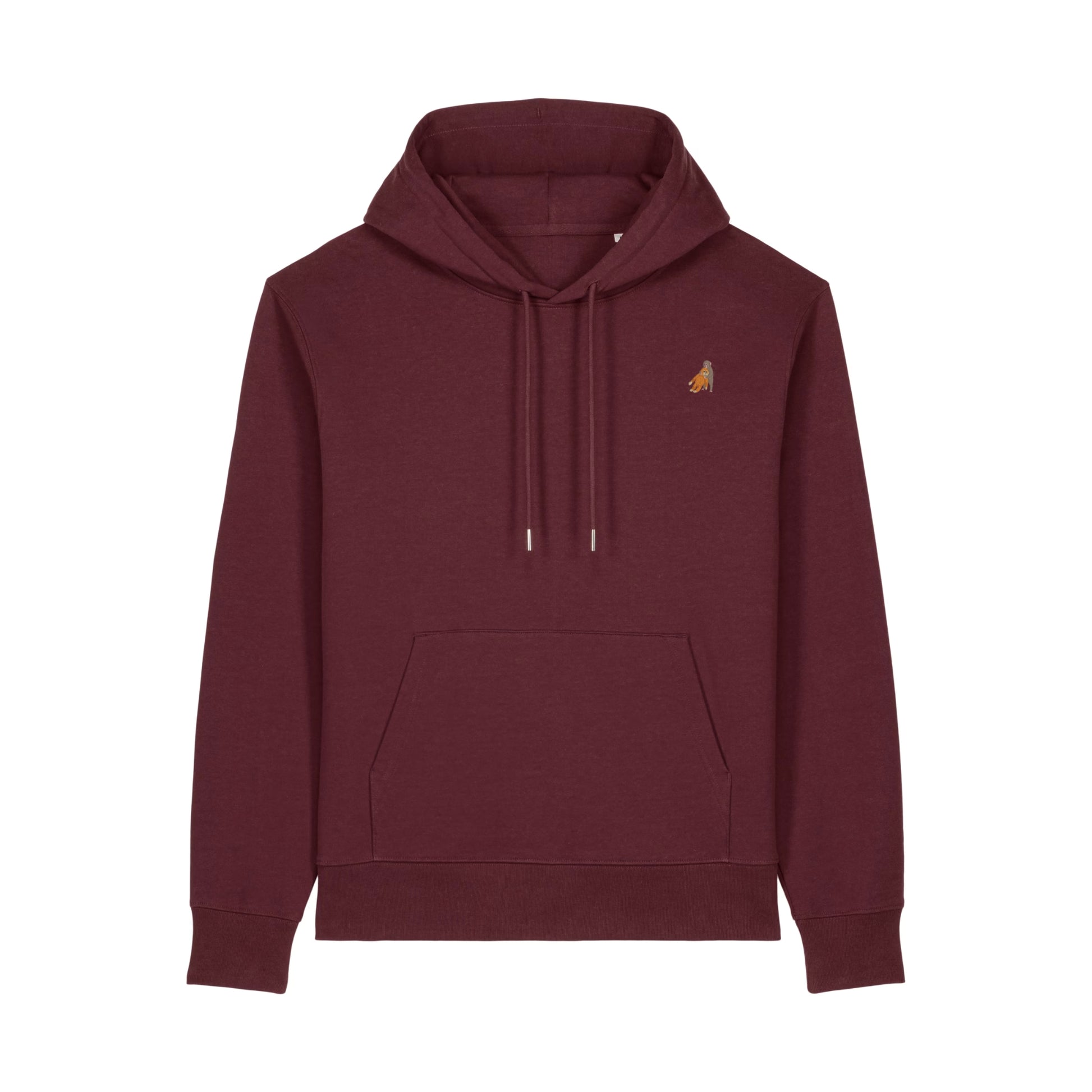 Heytoki Affen Herren Hoodie Bio-Baumwolle Burgund Spirit Animal Punch Stickerei