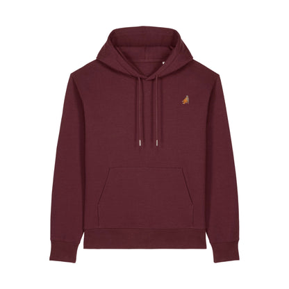 Heytoki Affen Herren Hoodie Bio-Baumwolle Burgund Spirit Animal Punch Stickerei